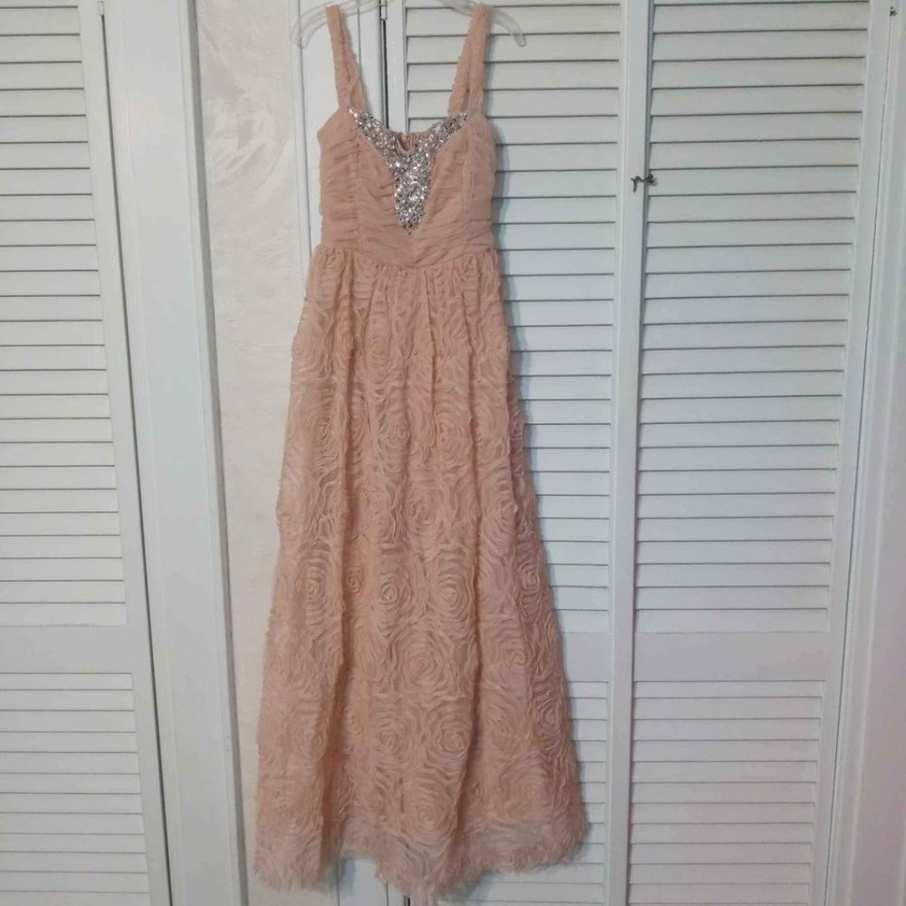 Light pink long rosette dress size 1